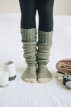 Open Work Two-Tone Lounge Socks