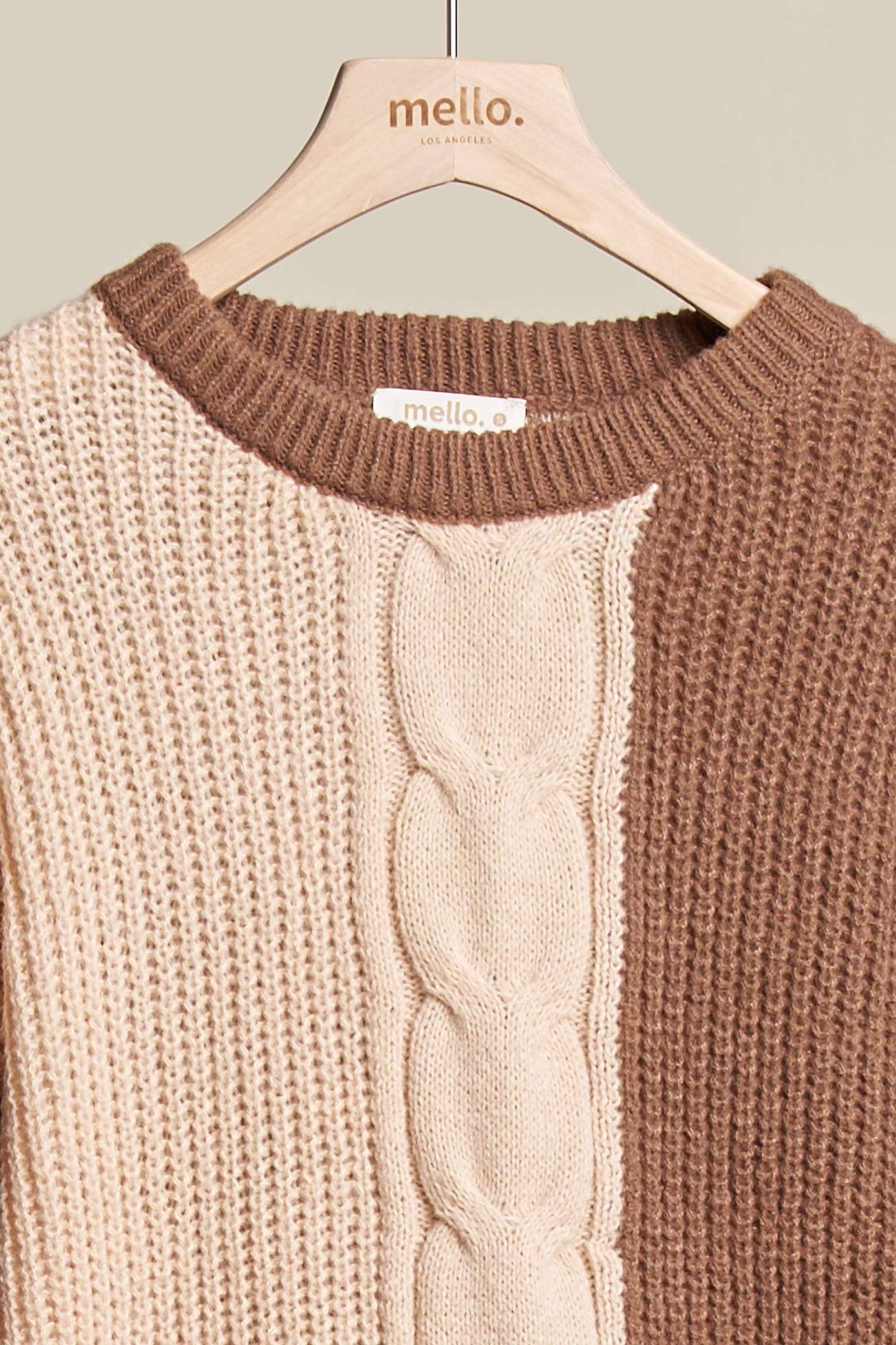 Denim Sleeve Knitted Sweater
