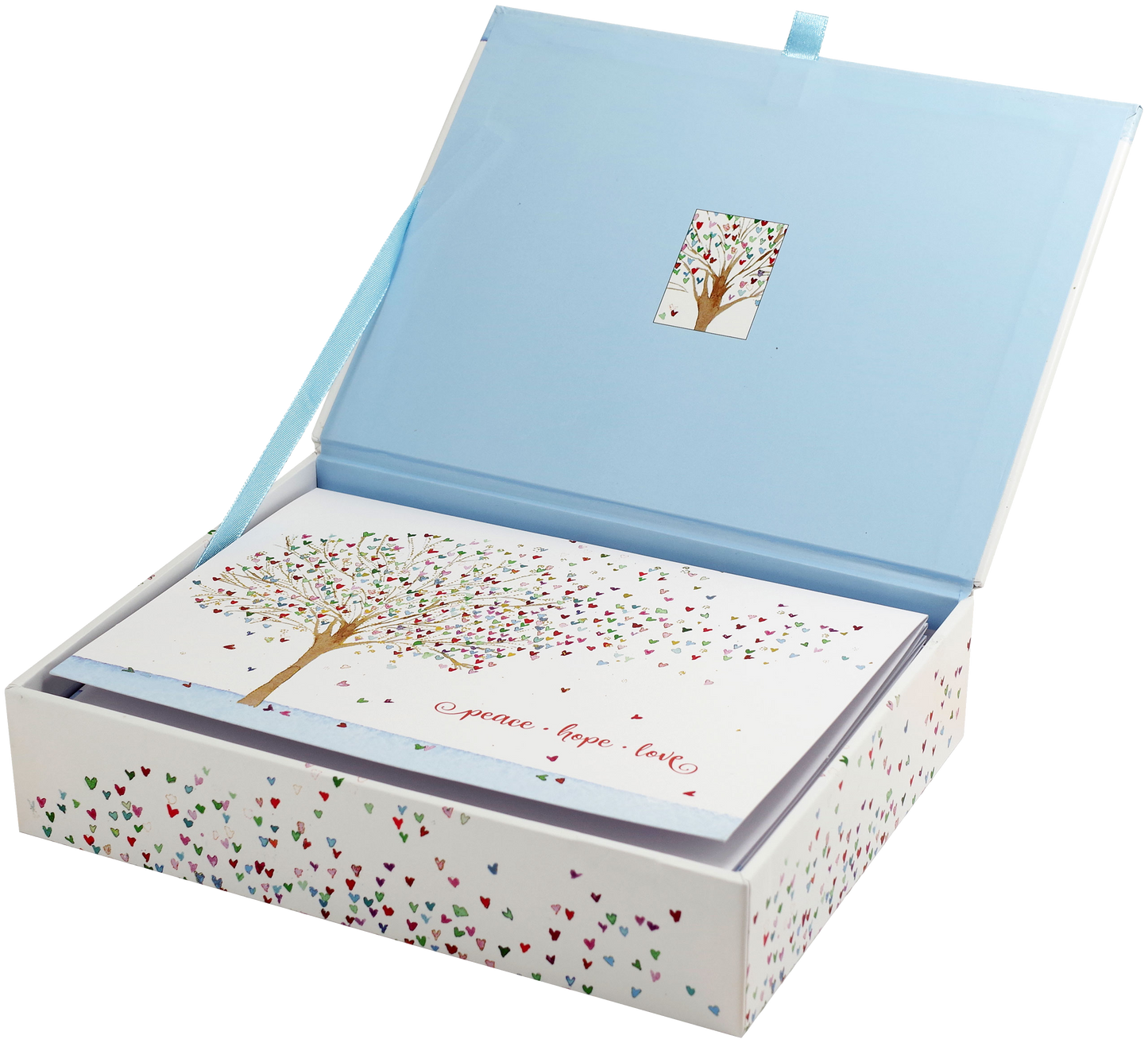 Festive Tree of Hearts Deluxe Boxed Holiday Cards