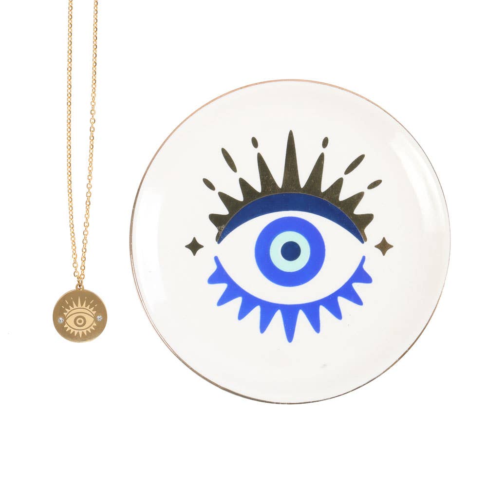 All Seeing Eye Necklace & Trinket Dish Gift Set