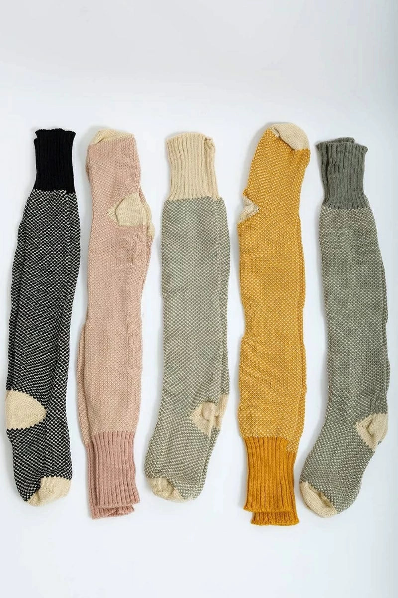 Open Work Two-Tone Lounge Socks