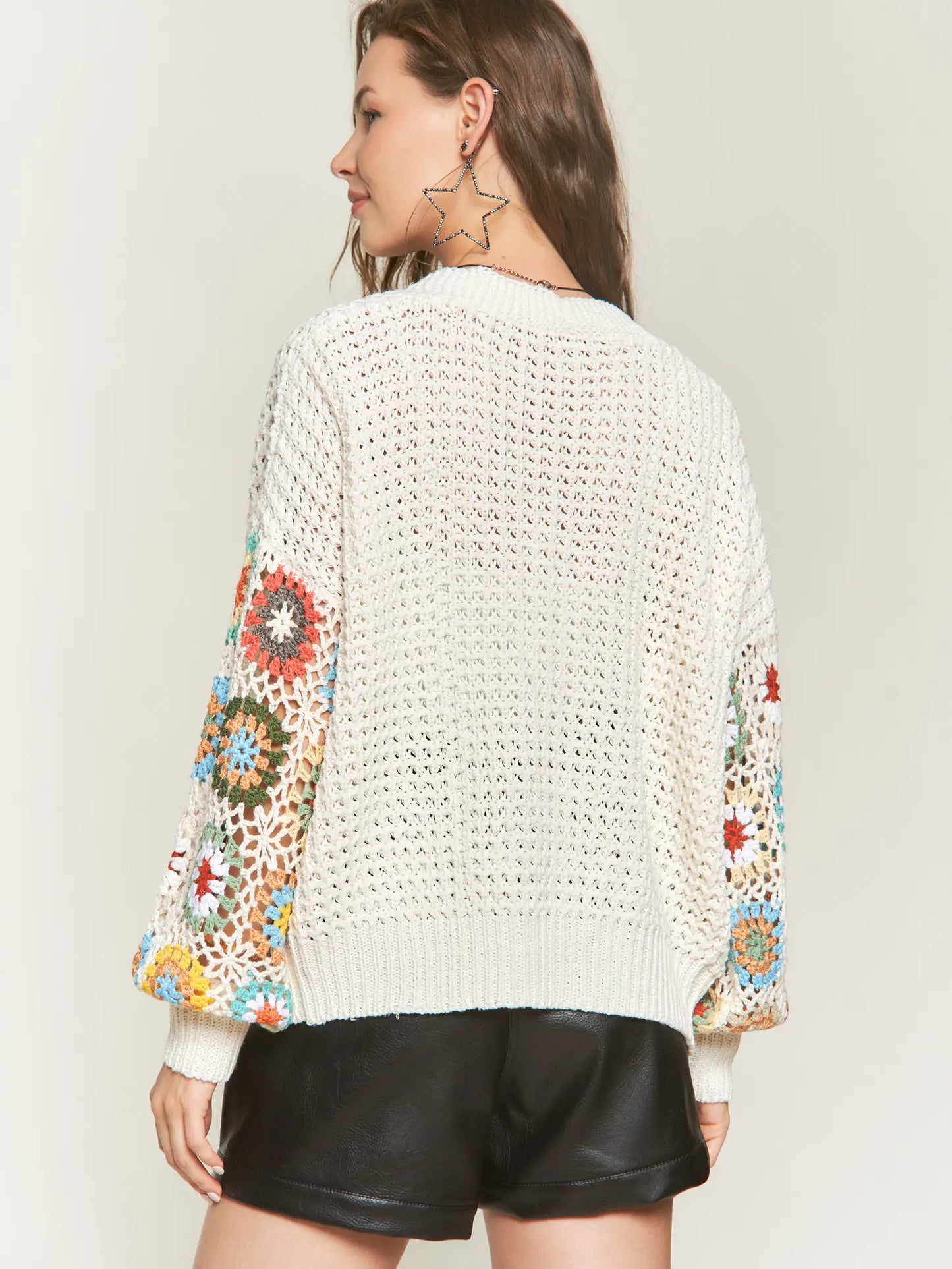 Multi Coloured Crochet Knit Cardigan