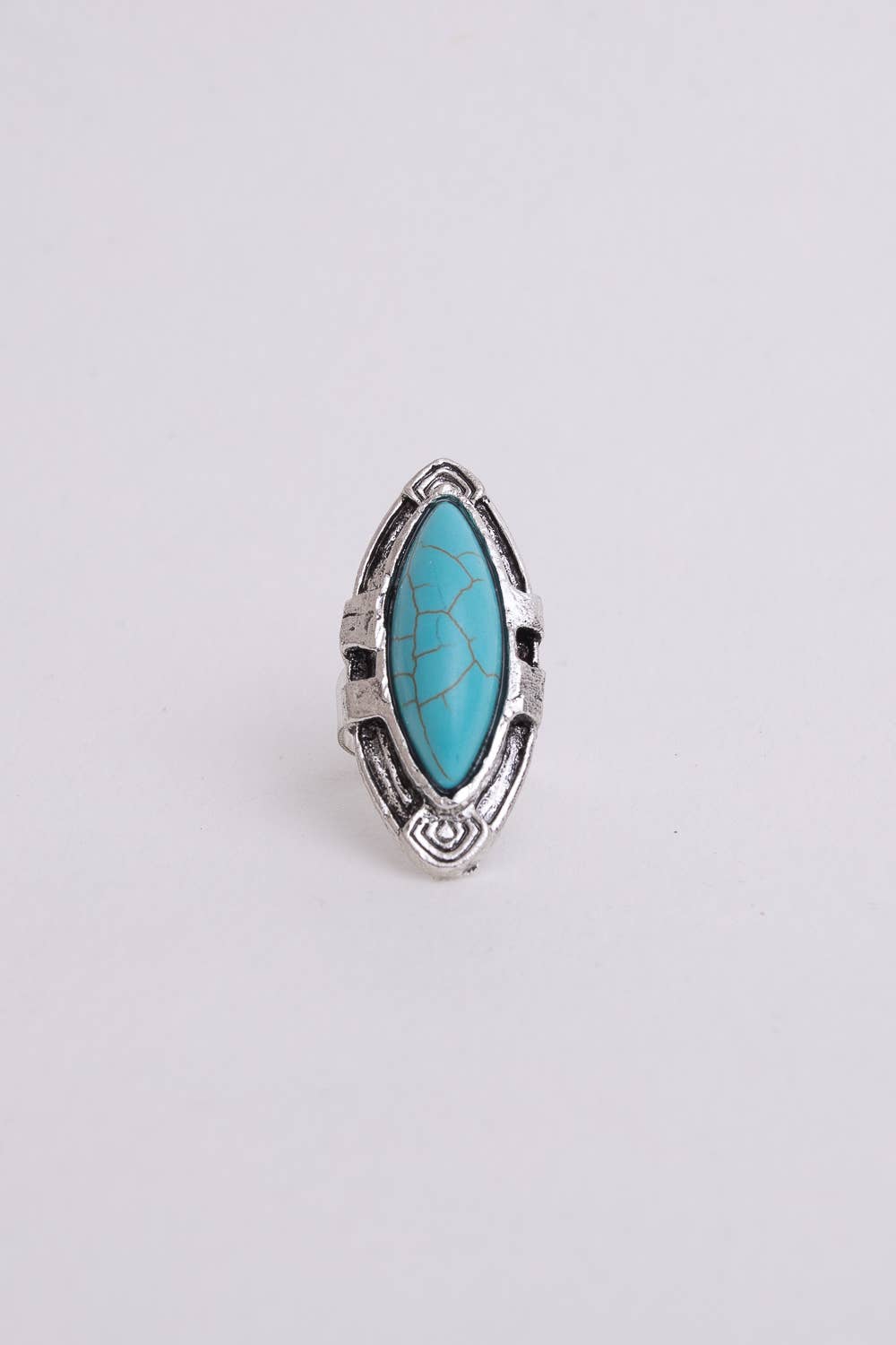 Turquoise Marquis Cut Adjustable Silver Ring