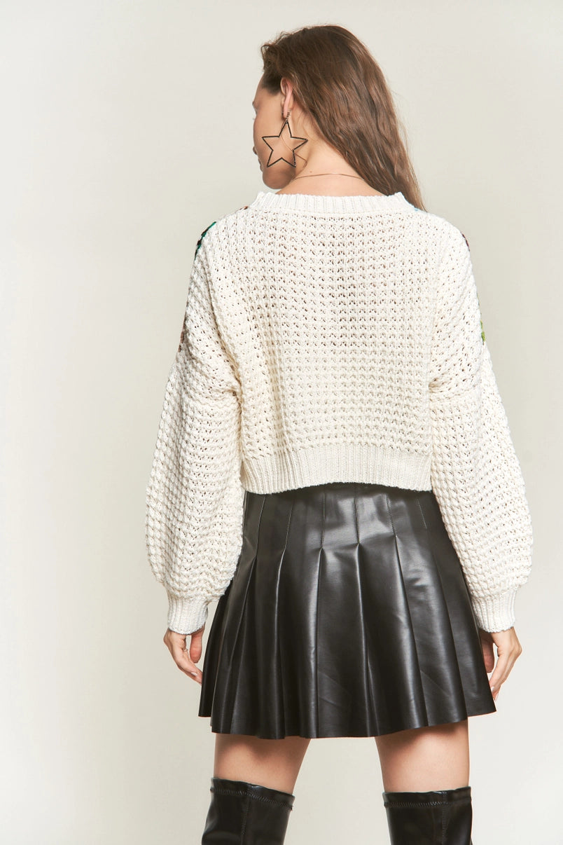 Multi Coloured Crochet Knit Sweater