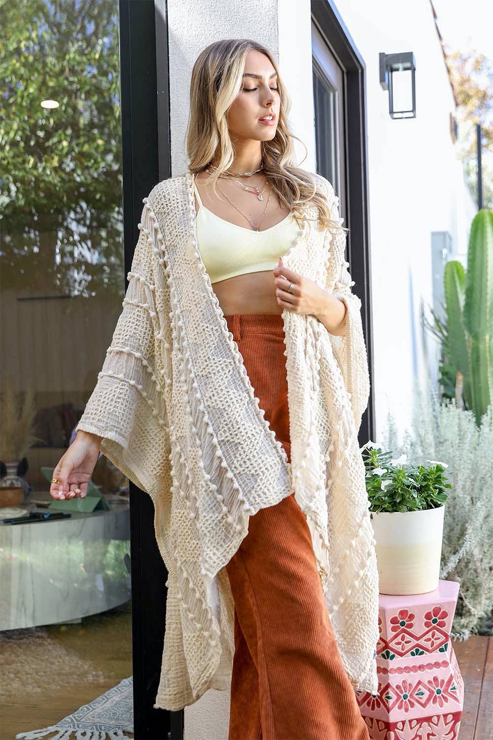 Embroidered Zig Zag Soft Kimono