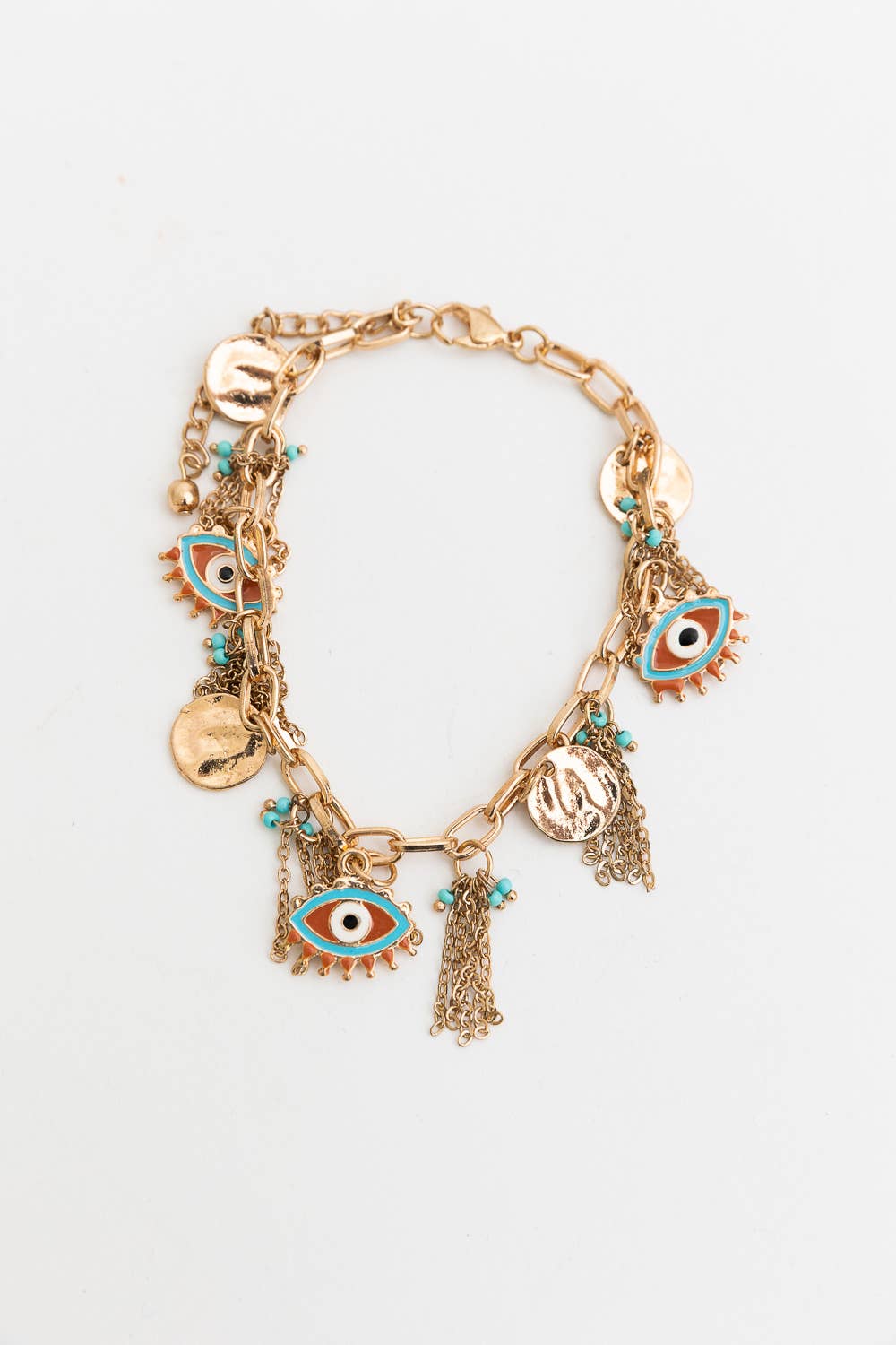 Golden Gaze Eyelet Charm Bracelet