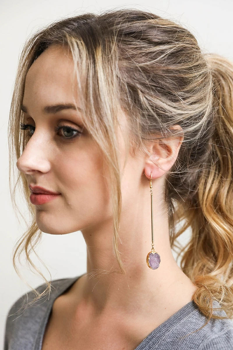 Crystal Gemstone Drop Statement Earrings