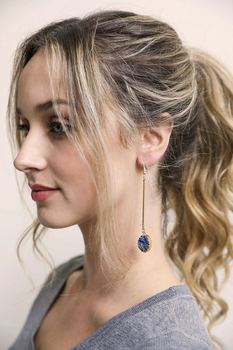 Crystal Gemstone Drop Statement Earrings