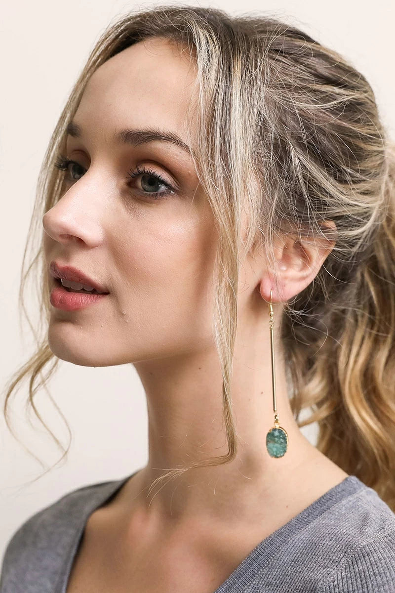 Crystal Gemstone Drop Statement Earrings