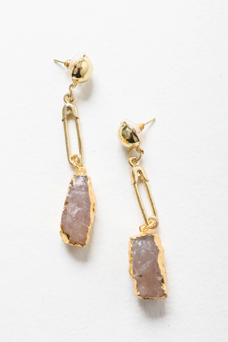 Gemstone Pin Drop Earrings