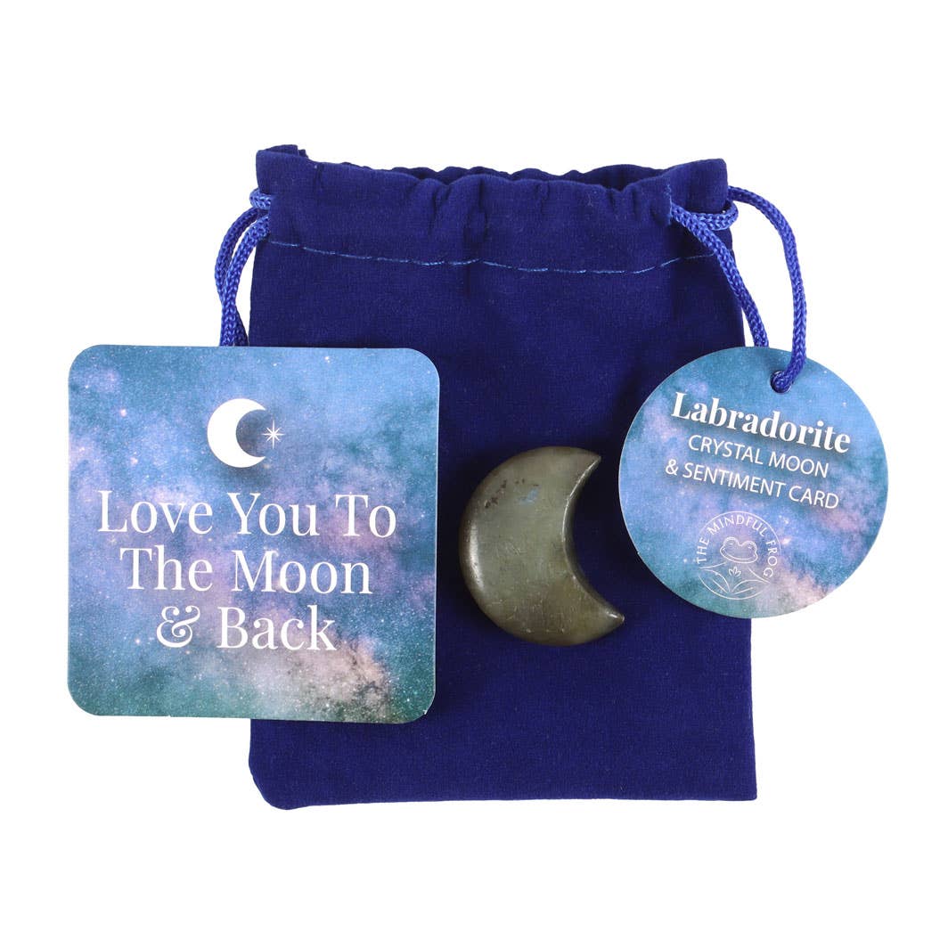 Love You to the Moon Labradorite Crystal Moon