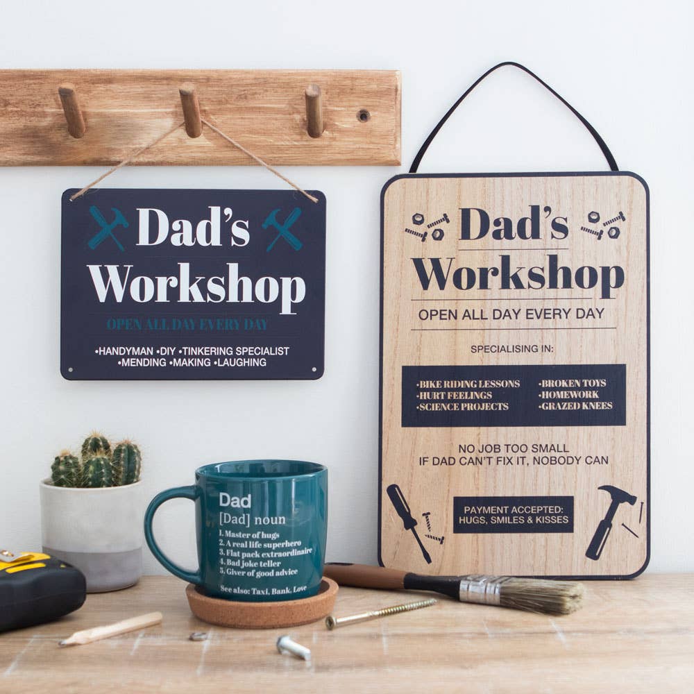 Dad's Workshop Metal Hanging Sign