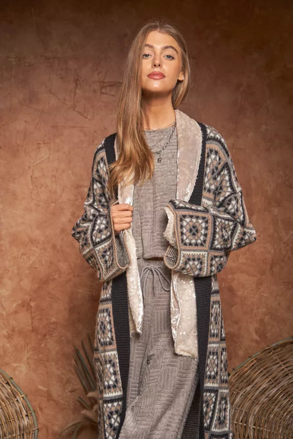 Granny Inspired Duster Sweater Black