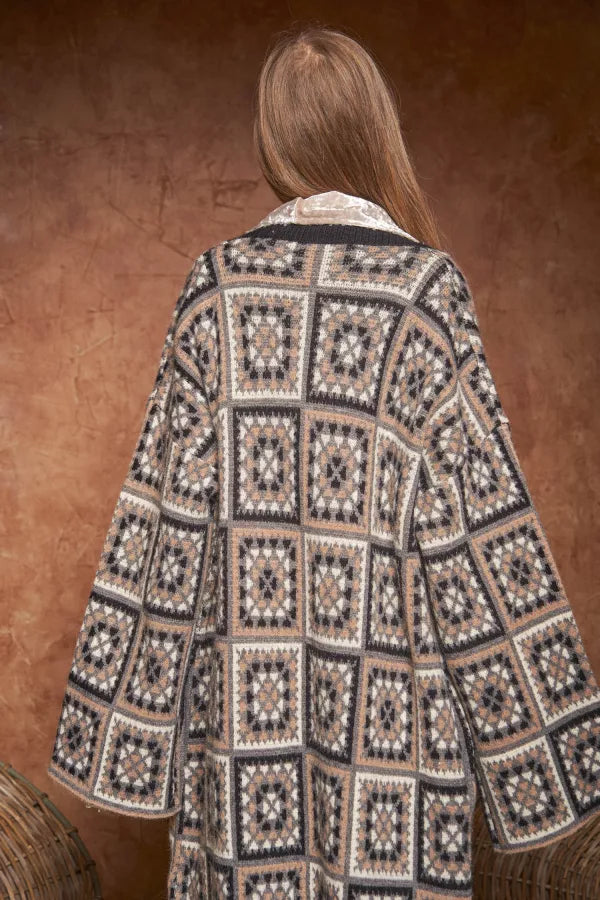 Granny Inspired Duster Sweater Black