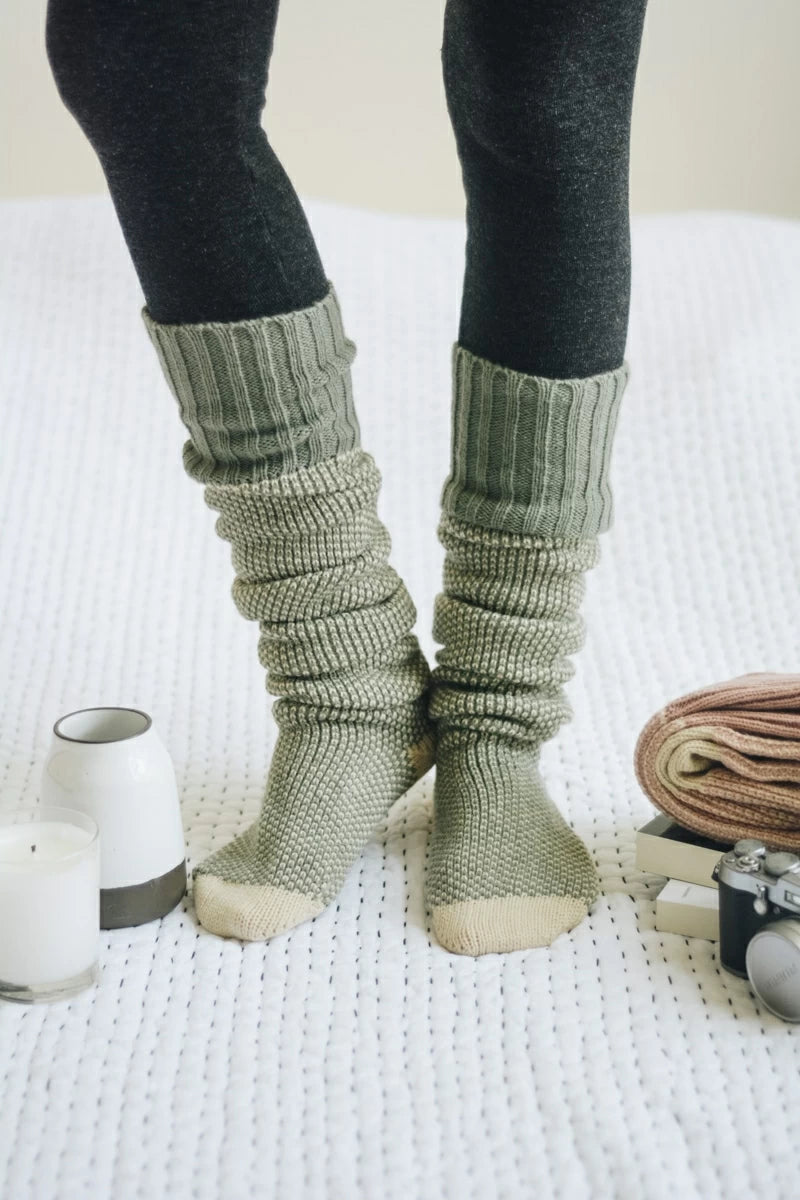 Open Work Two-Tone Lounge Socks