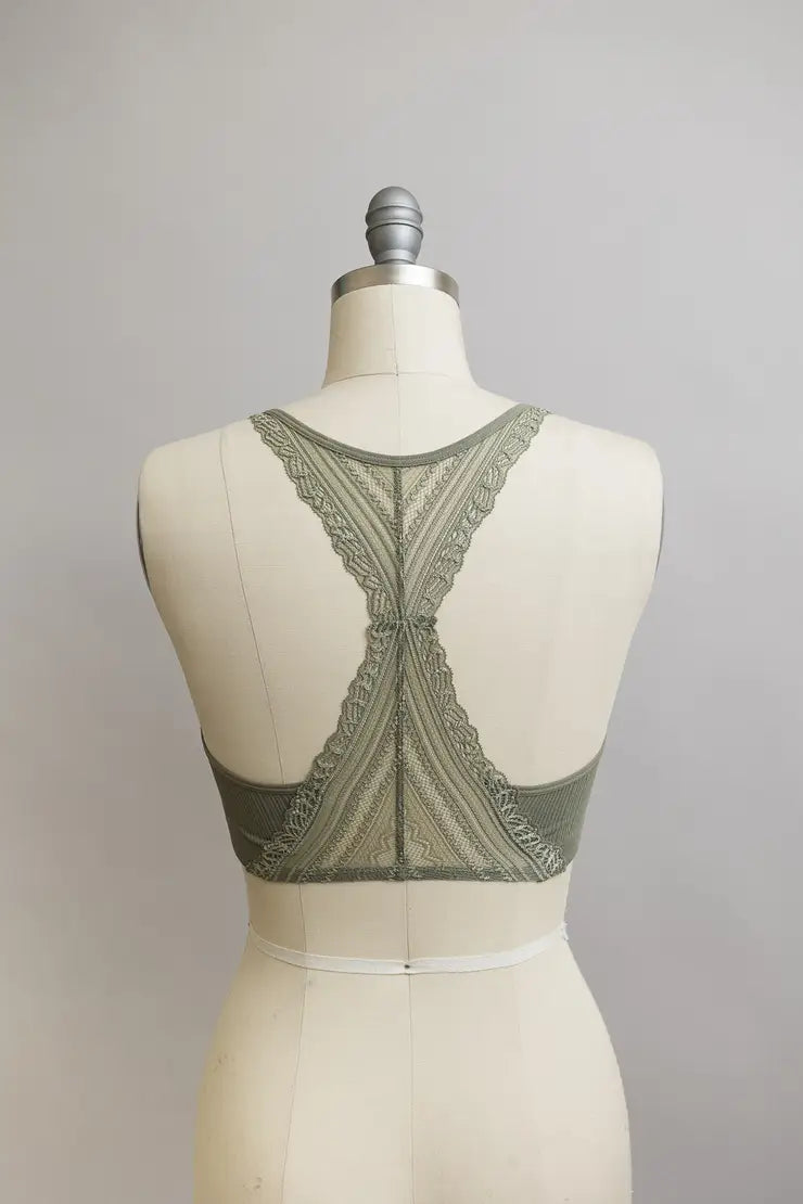 Seamless Front Lace Racerback Bralette