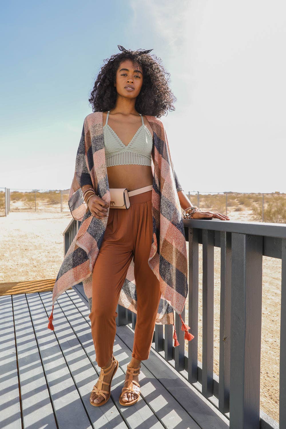 Multi Checkered Kimono