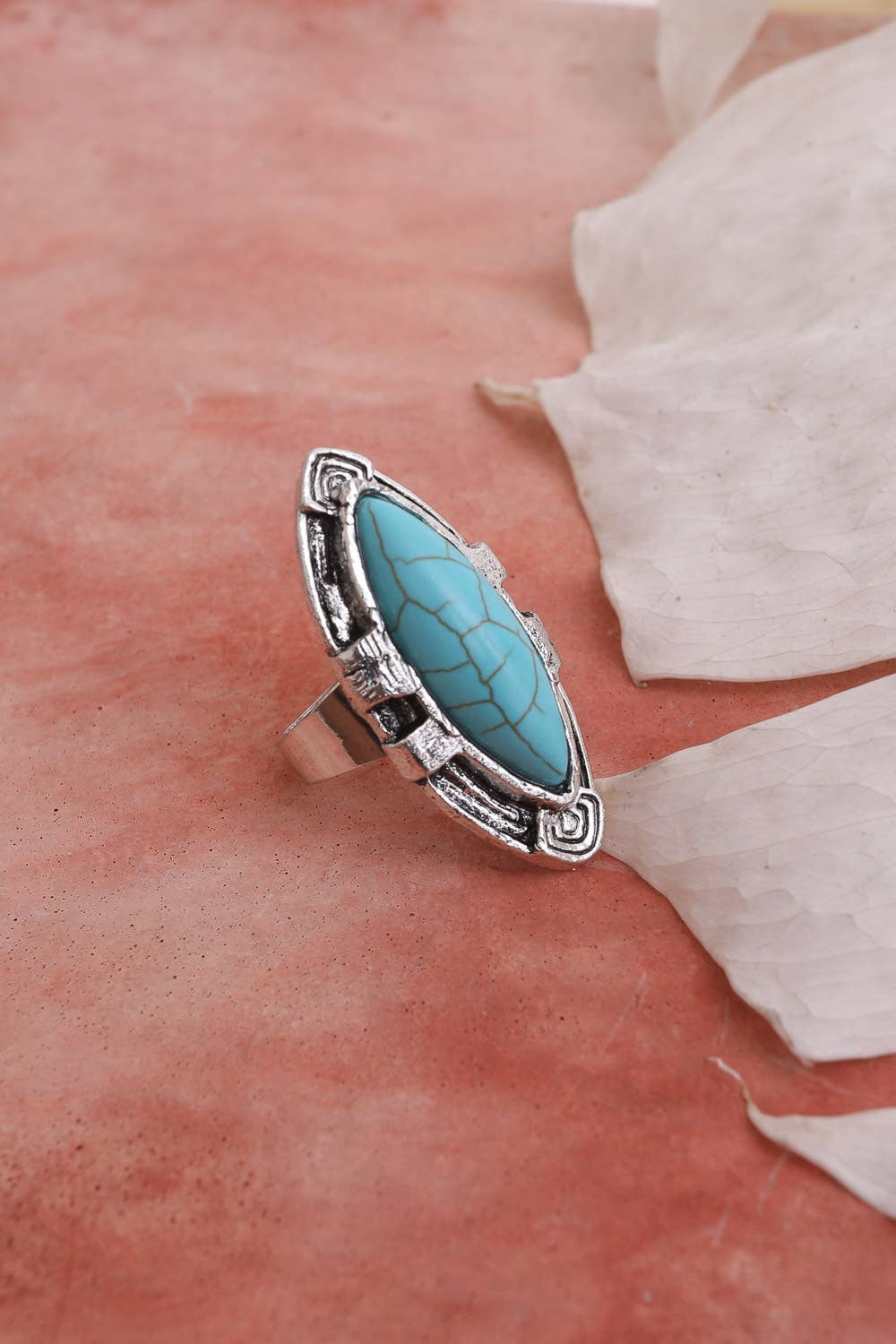 Turquoise Marquis Cut Adjustable Silver Ring