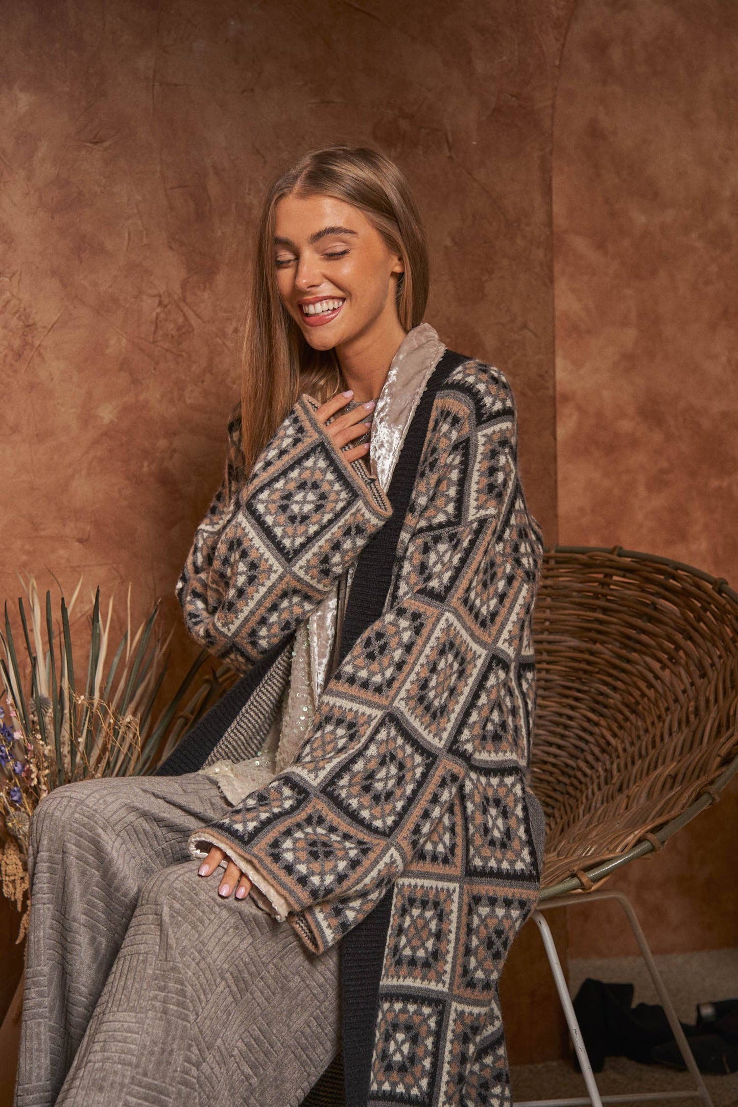 Granny Inspired Duster Sweater Black