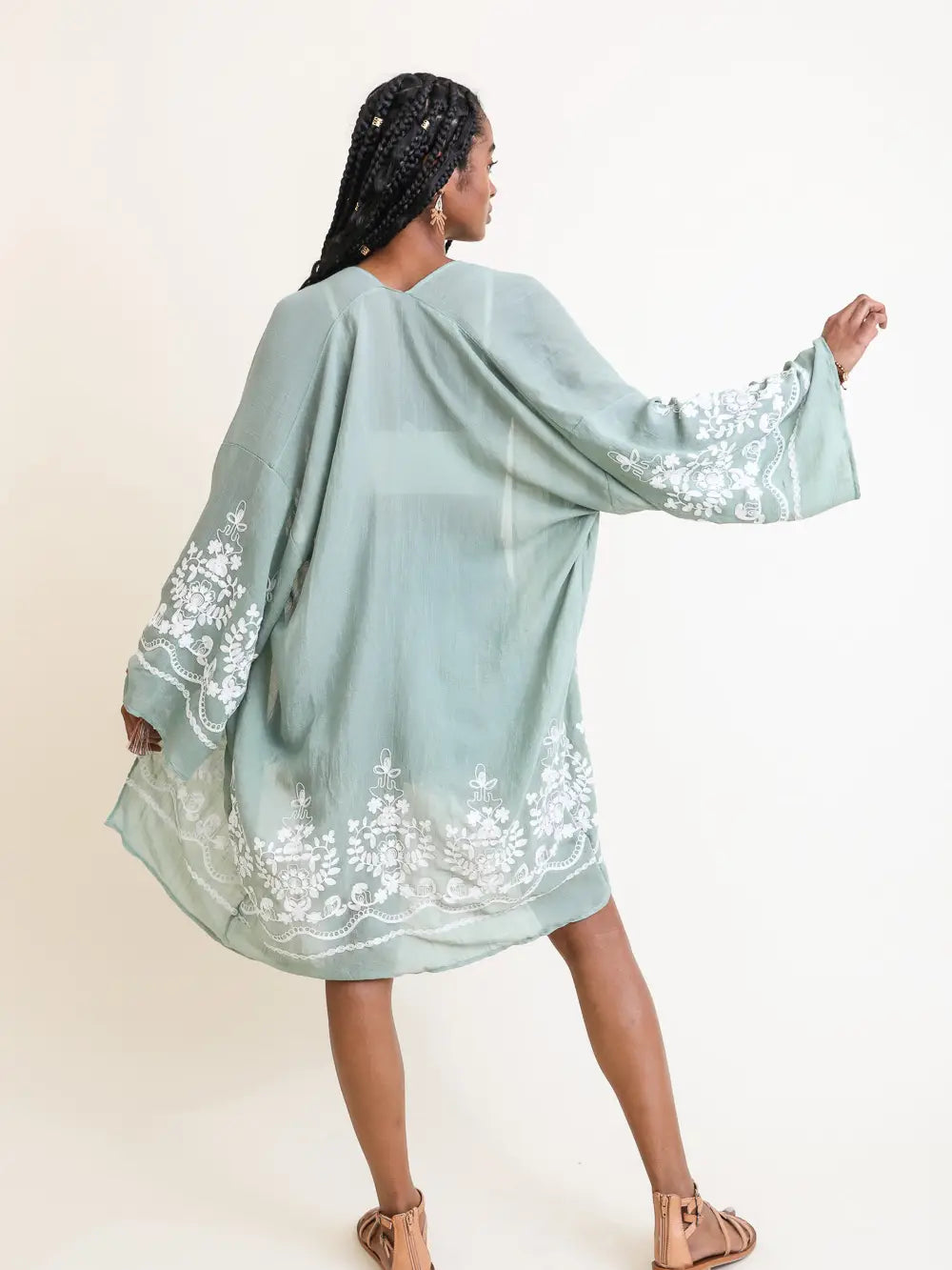 Embroidered Floral Kimono