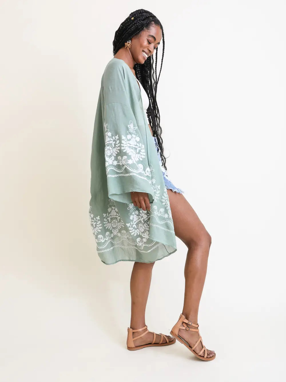 Embroidered Floral Kimono