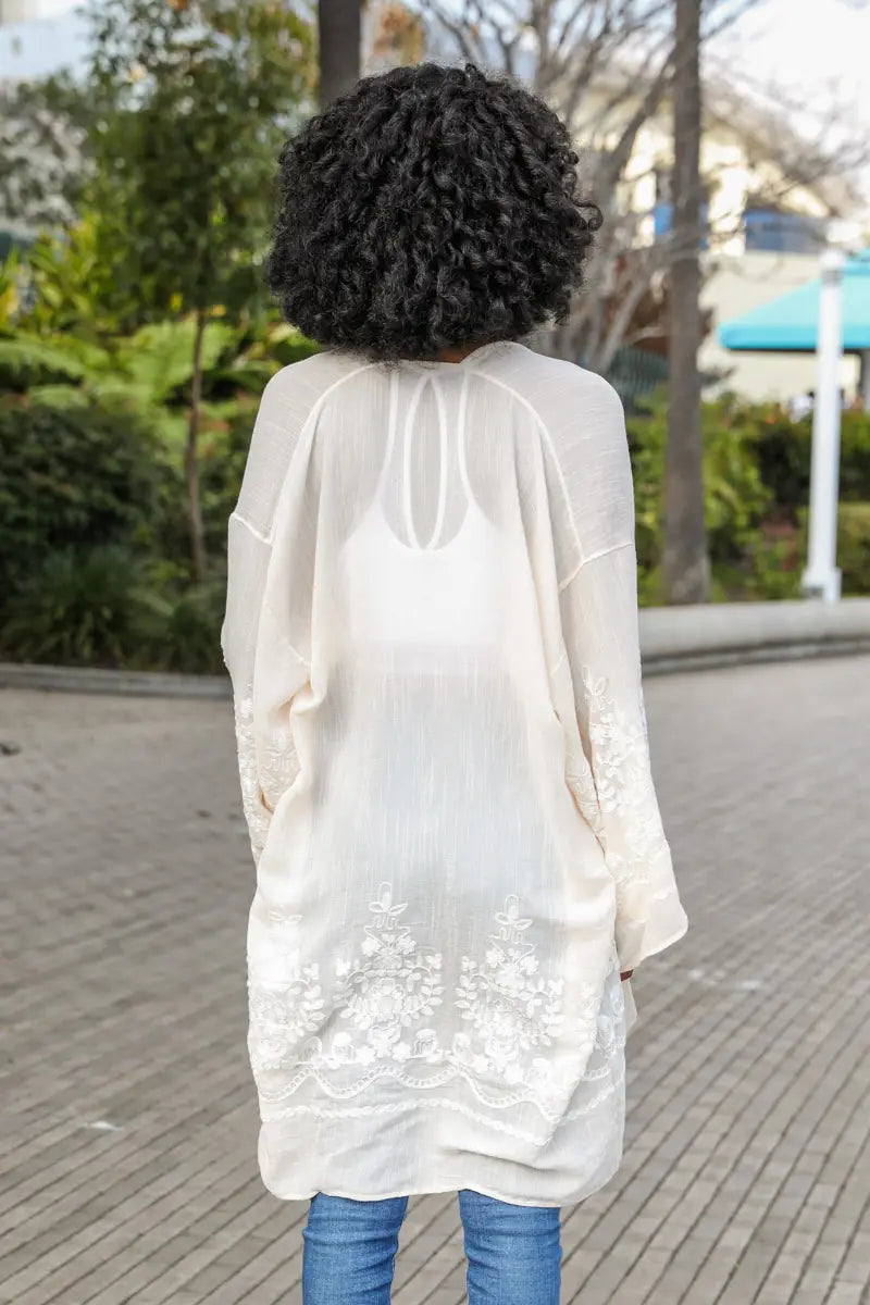 Embroidered Floral Vine Kimono