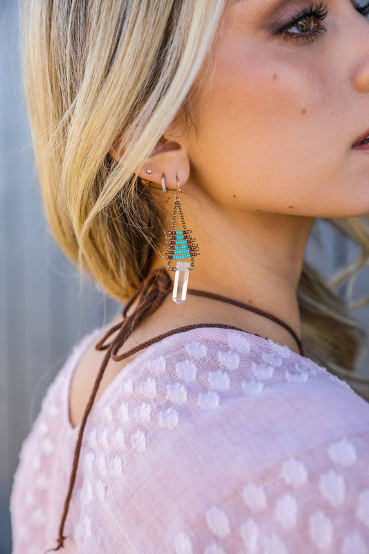 Beaded Crystal Drop Earrings