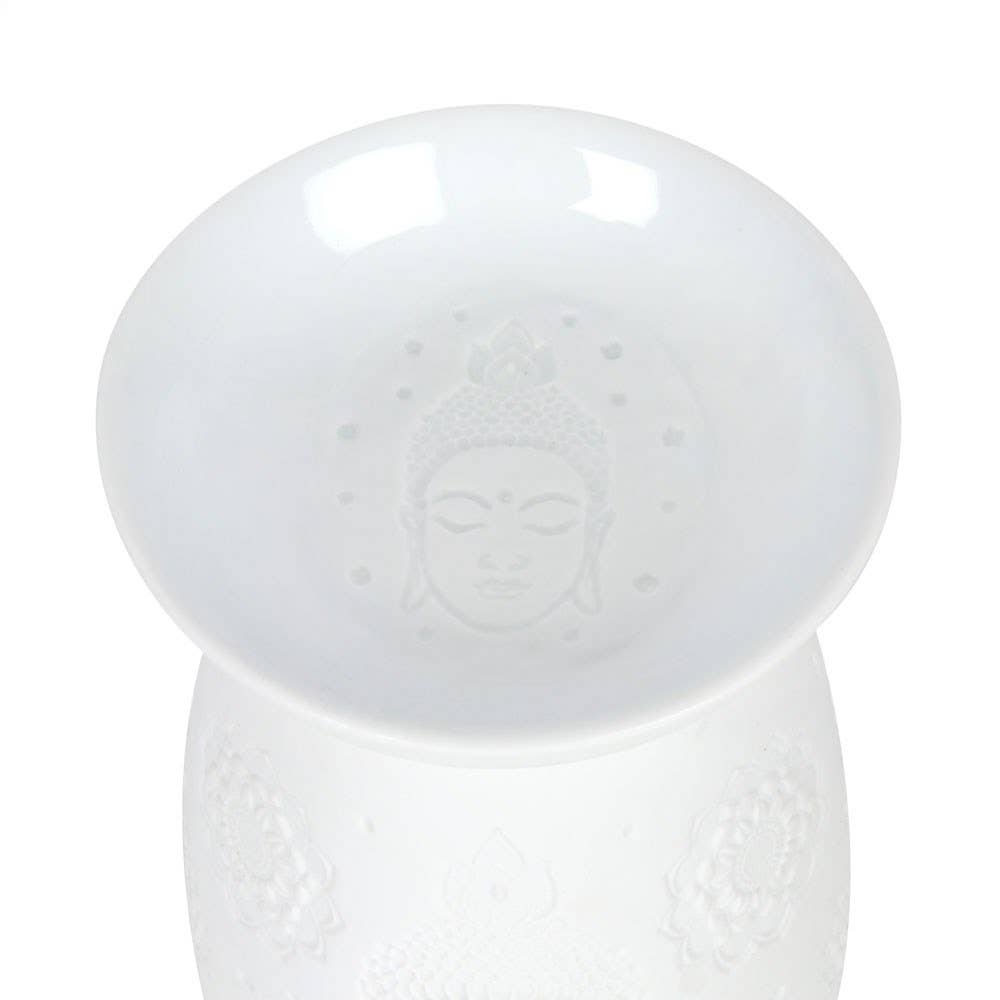 White Ceramic Buddha Face Oil Burner