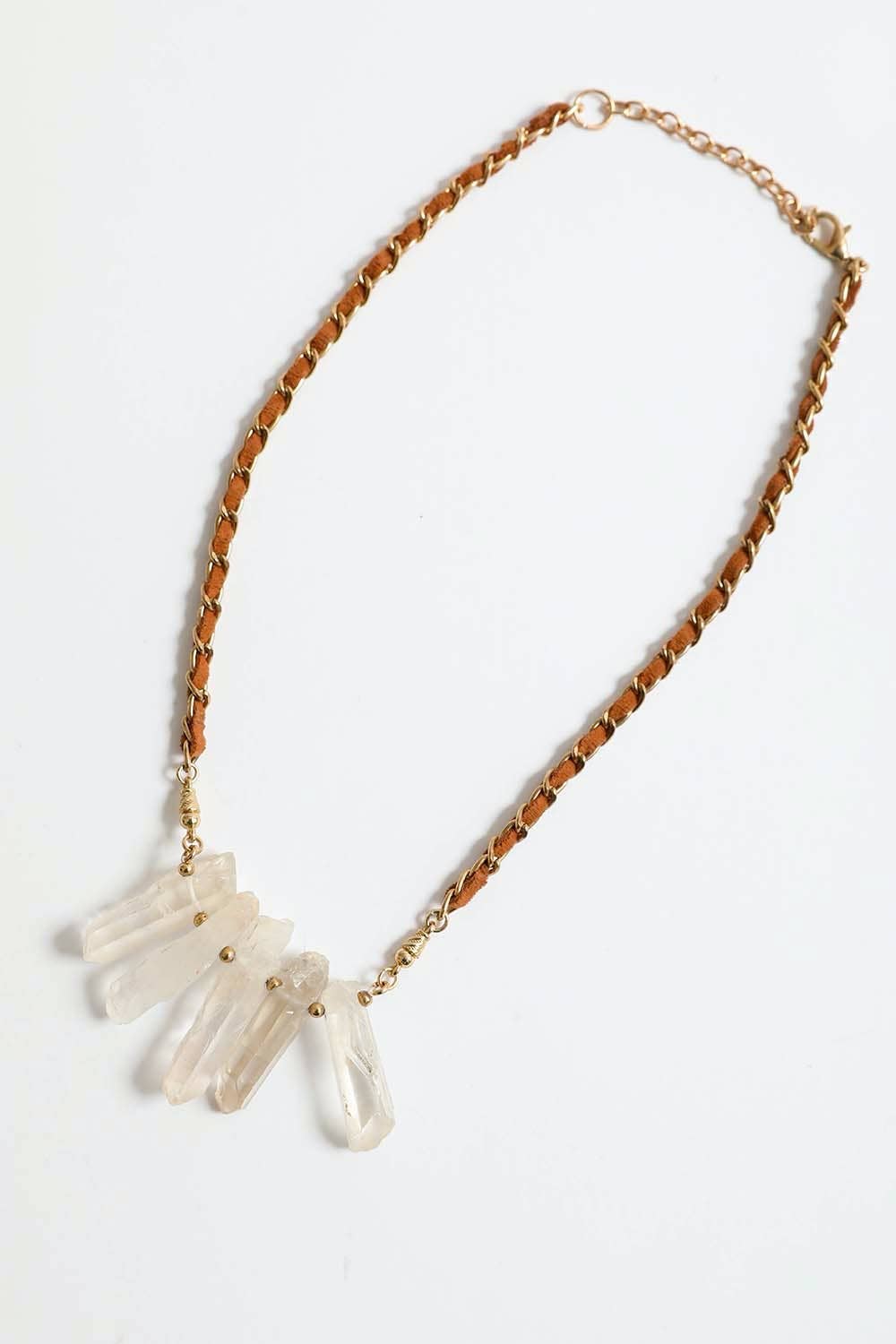 Clear Quartz Suede Necklace