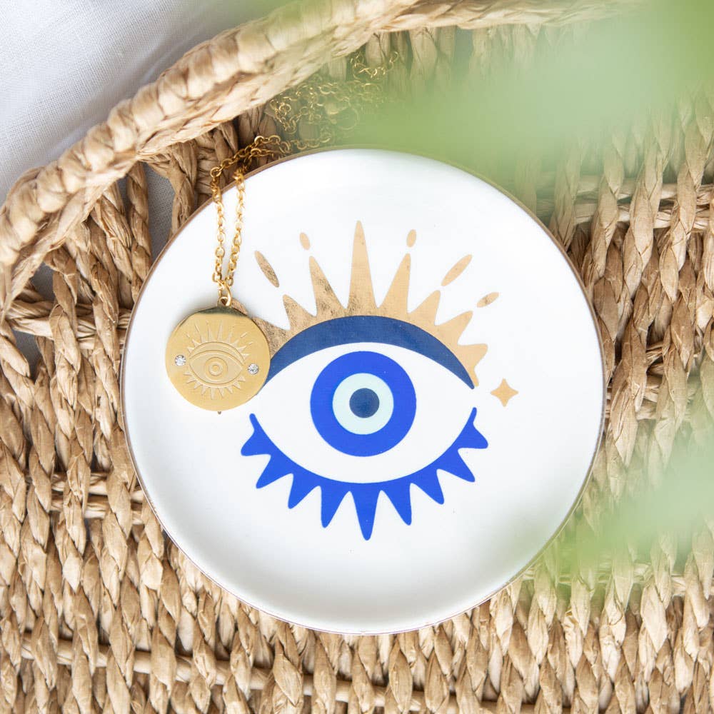 All Seeing Eye Necklace & Trinket Dish Gift Set