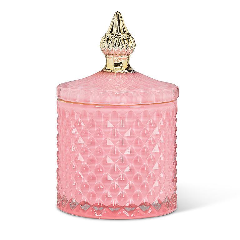 Quilted Covered Jar-Pink