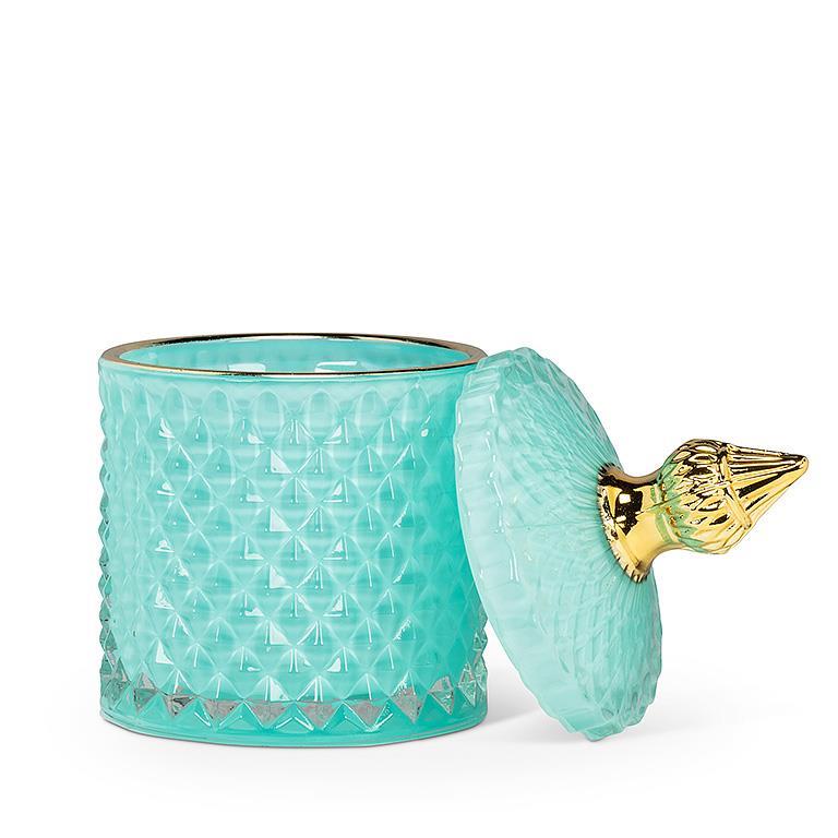 Quilted Covered Jar-Turquoise