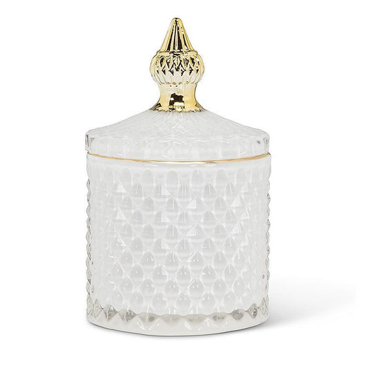 Quilted Covered Jar-White