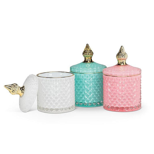 Quilted Covered Jar-White