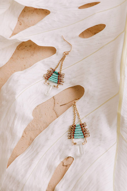 Beaded Crystal Drop Earrings