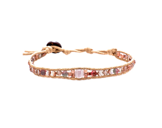Rose Quartz and Jade Wrap Bracelet