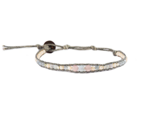 Moonstone and Rose Quartz Wrap Bracelet