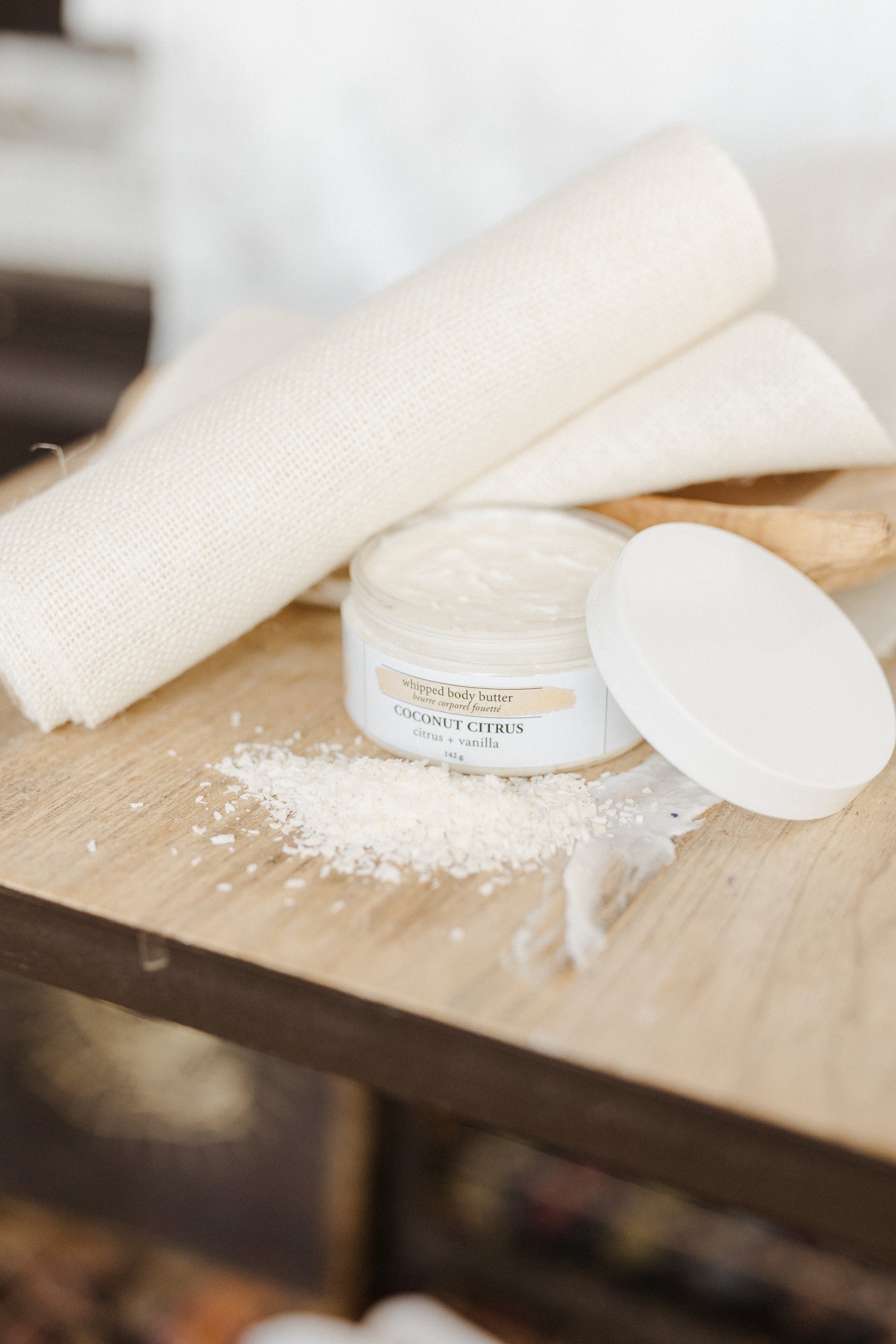 bath and body coconut citrus whipped body butter by daylyn, balance by daylyn, newmarket, ontario.