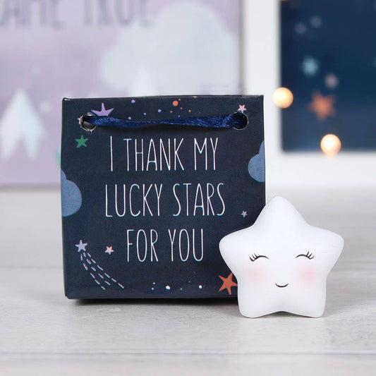 Children's White Lucky Star Charm in a Bag
