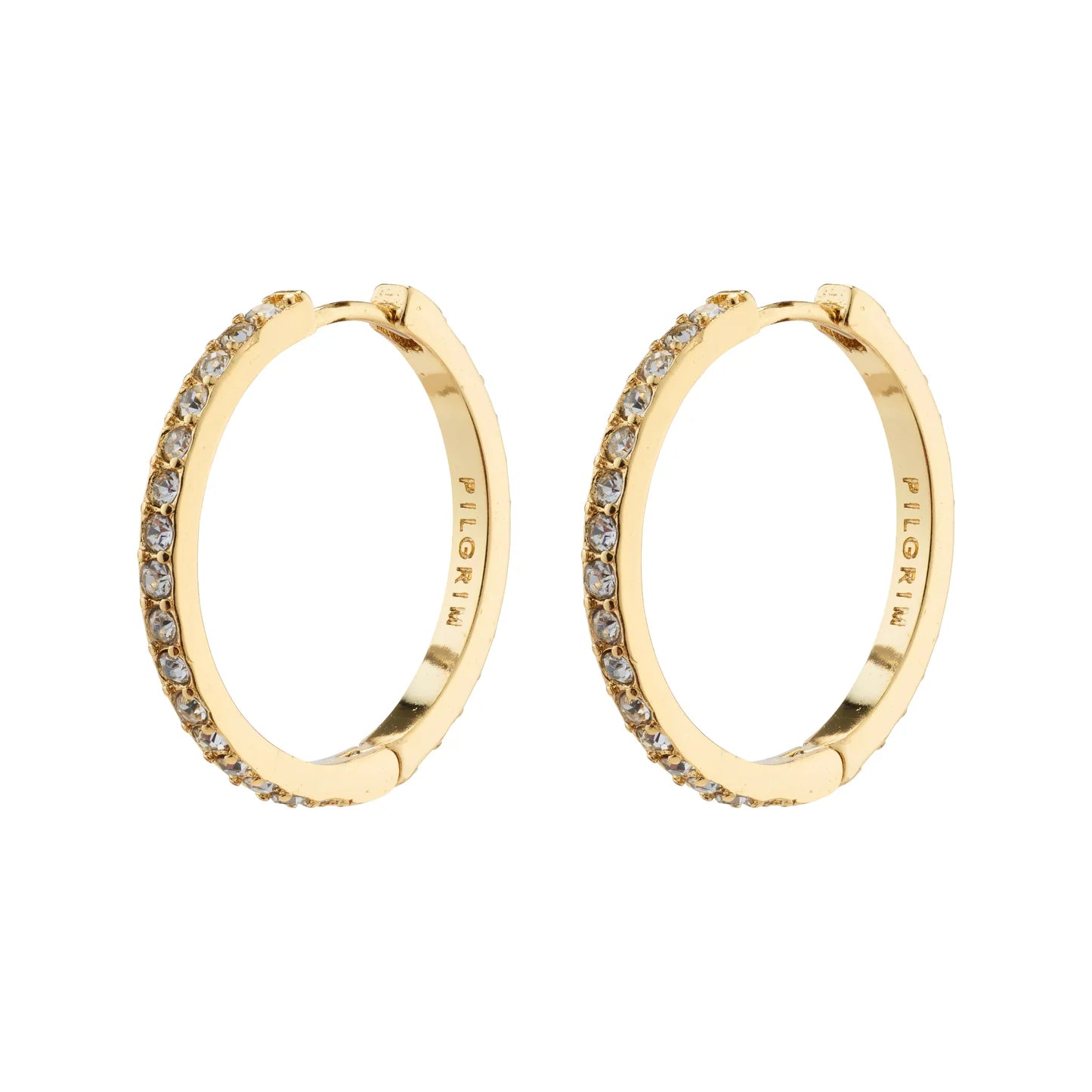 Edna Crystal Hoop Earrings-Gold