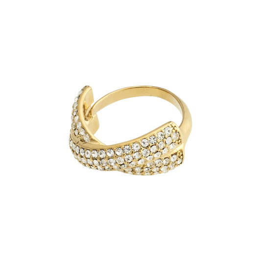 Edtli Crossover Crystal Ring-Gold