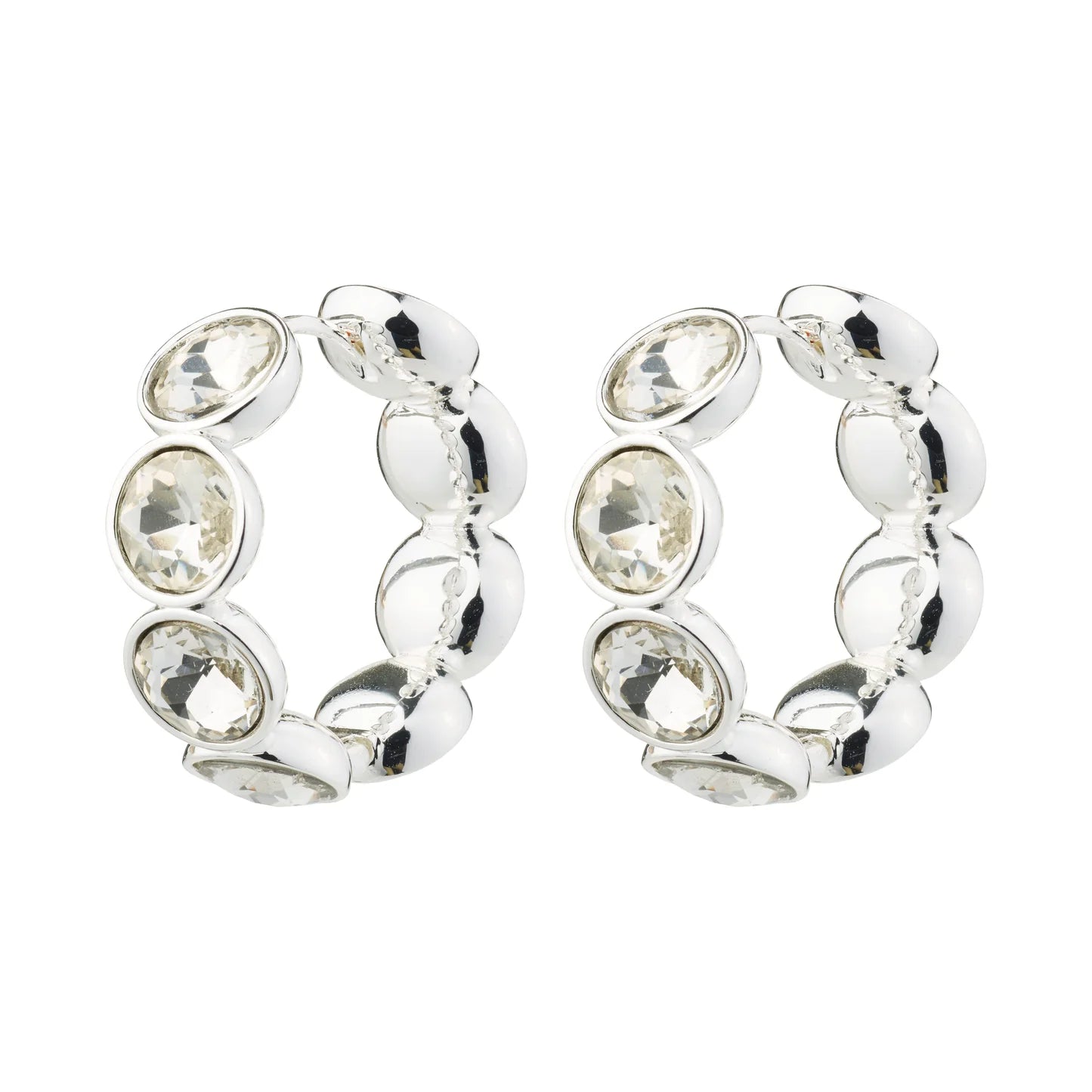 Callie Crystal Hoop Earrings-Silver