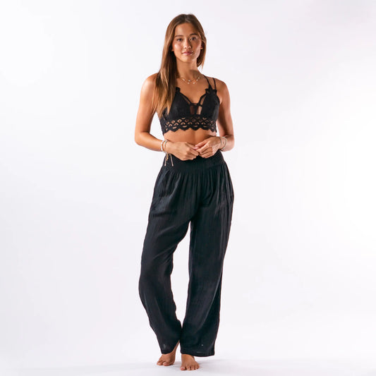 Black Cotton Harem Pants