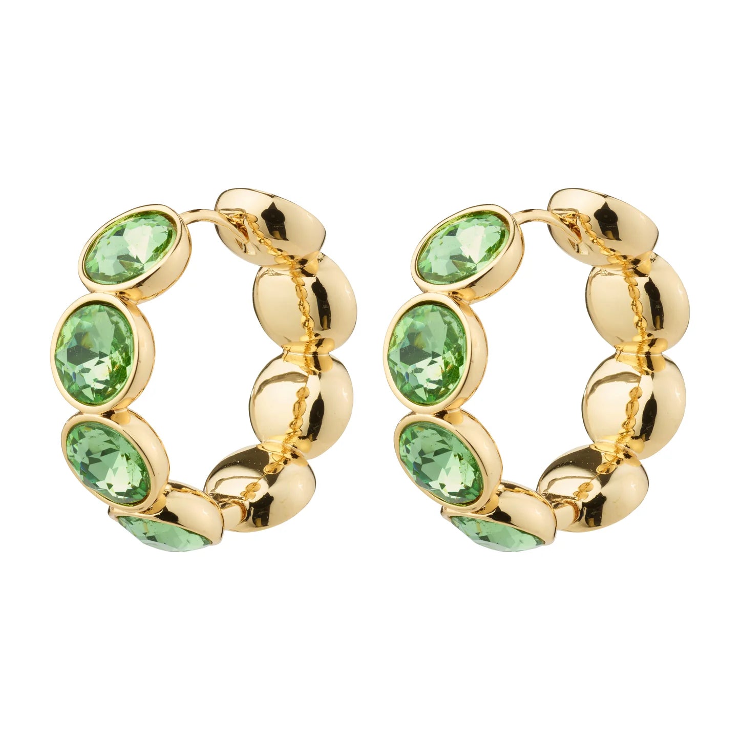 Callie Crystal Hoop Earrings-Green