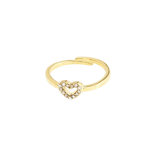 Lulu Crystal Heart Ring-Gold