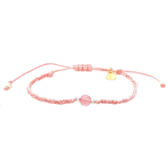 Strawberry Quartz Braided Bracelet